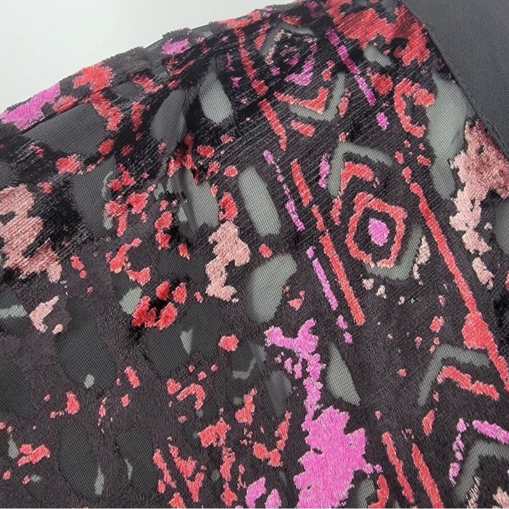 IDYLLWIND Kimono Black Pink Red Fringed Stunning Velvet Burnout Cardigan NWT 🖤💗 - Picture 6 of 16